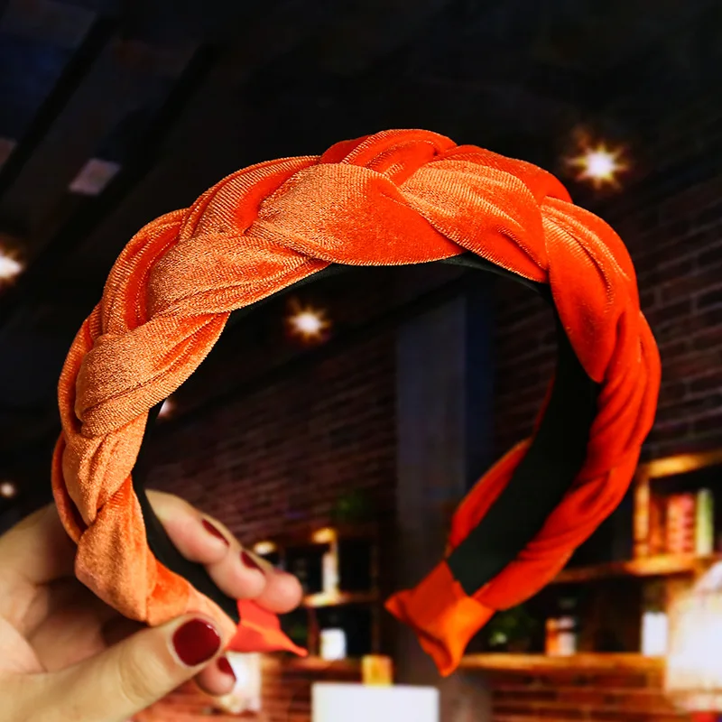 Charming Hair Accessories Wide Weaving Velvet Padded Hairbands Braided Headband For Women Hair Hoop Fashion Girls Headdress