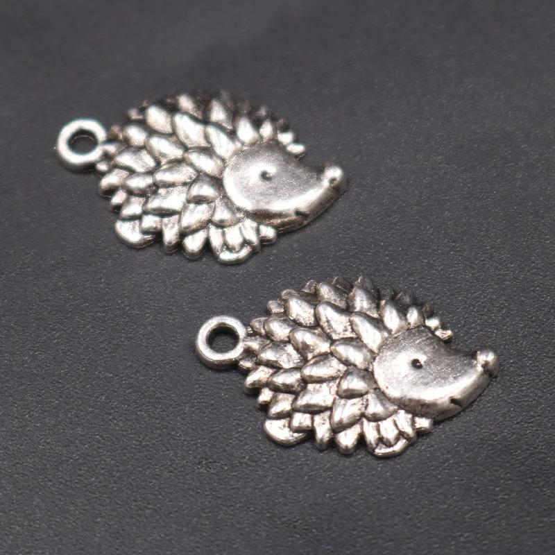 20pcs Silver Plated Hedgehog Pendant Retro Animal Bracelet Earrings Metal Accessories DIY Charms For Jewelry Crafts Making P626