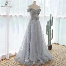 Gray Lace Sequin Evening Dress with Flowers #3