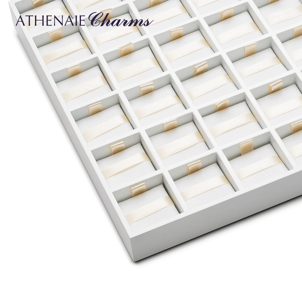 ATHENAIE-organizador de almacenamiento de joyas de terciopelo de madera, bandeja de exhibición para dijes, cuentas, pulsera, collar, pendientes,