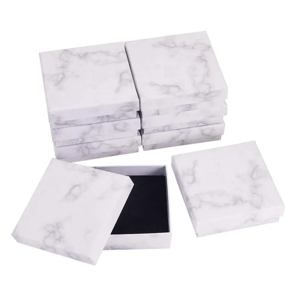 Marble Jewelry Box Necklace Bracelet Rings Carton Packaging Display Box Gifts Jewelry Storage Organizer Holder Rectangle/Square