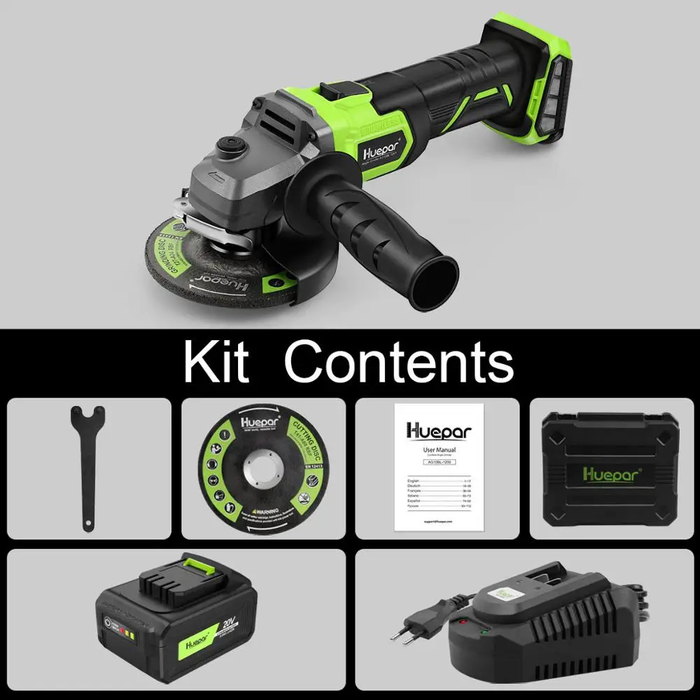 Huepar Cordless Winkel Grinder 20V 5,0 Ah Li-Ion Batterie 8500PRM Maschine Für Schneiden Schleifen Elektrische Winkel Grinder Power Tools