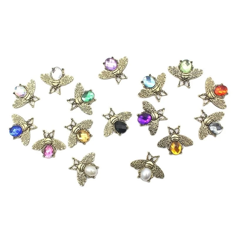 YWXINXI 10Pcs new alloy bee acrylic flat accessories, DIY costume romantic wedding family party party decoration crafts