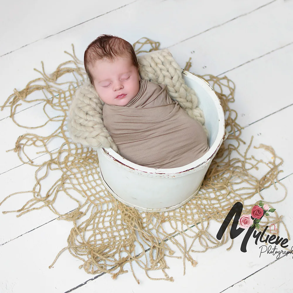 Photo Shoot 80*80cm Hand Knit Chunky Burlap Layer Net Hessian Jute Backdrop Blanket 100% Jute Rope for Newborn Photography Props