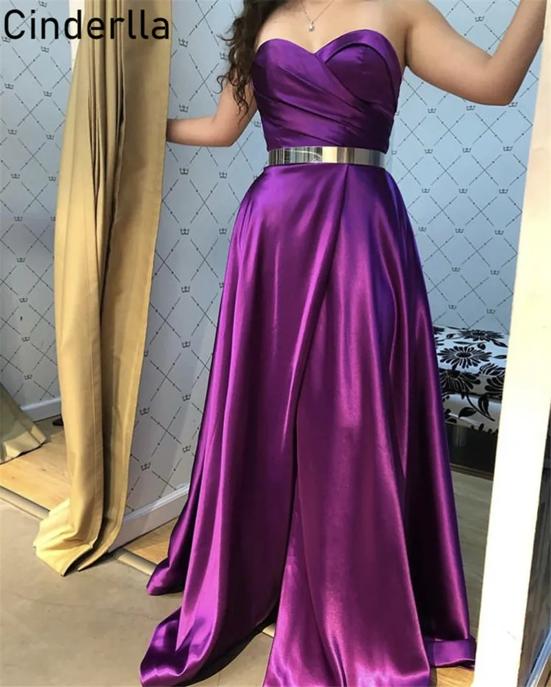 Robe de bal trapèze en Satin avec fermeture éclair dans le dos, tenue de bal avec traîne, sans manches, 2021