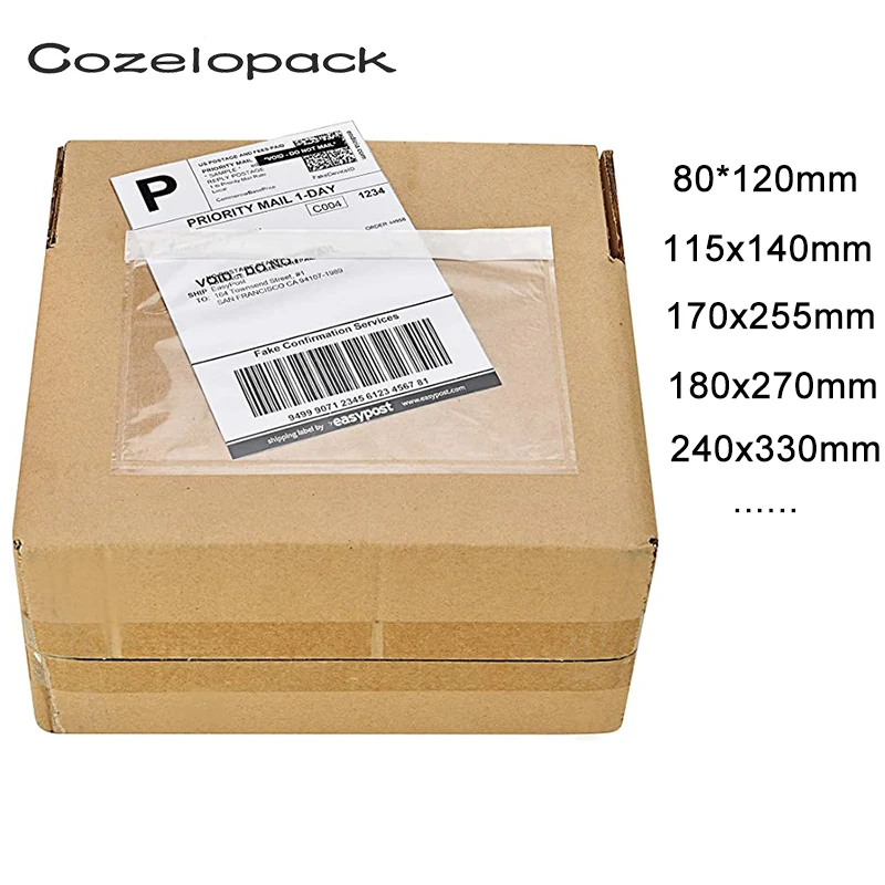 100PCS/14sizes Clear Packing List Enclosed Envelopes Plain Plain Face Back Load Shipping Label Envelopes Label Envelopes Pouches