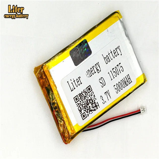 1.25MM 2pin 커넥터 115075 5000mah 3.7V 충전식 충전 리튬 폴리머 배터리 레크리에이션 기계 보조베터리