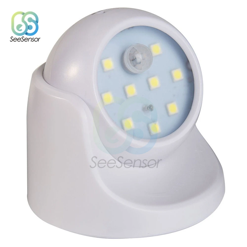Sensore di movimento PIR luce notturna 9 Led rotazione a 360 gradi rilevatore Wireless luce notturna lampada da parete accensione/spegnimento automatico luce corridoio armadio