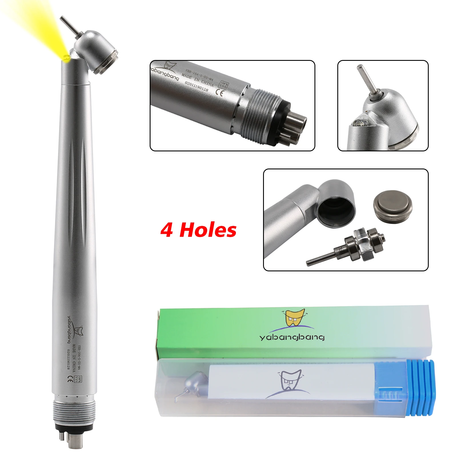 Yabangbang 4-Hole Dental Turbine 45 Degree head LED E-generator High Speed Handpiece Push button chuck hot sale!