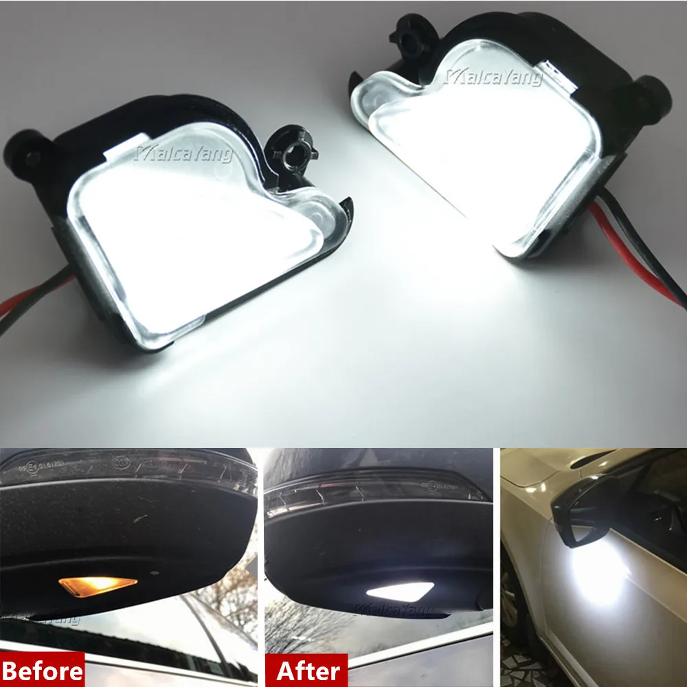 2X 6000K For Skoda Octavia Mk3 Mk2 5E 2012-2019 Superb 2 Ii 1Z Phase 2008-2019 Canbus Led Under Side Mirror Puddle Light