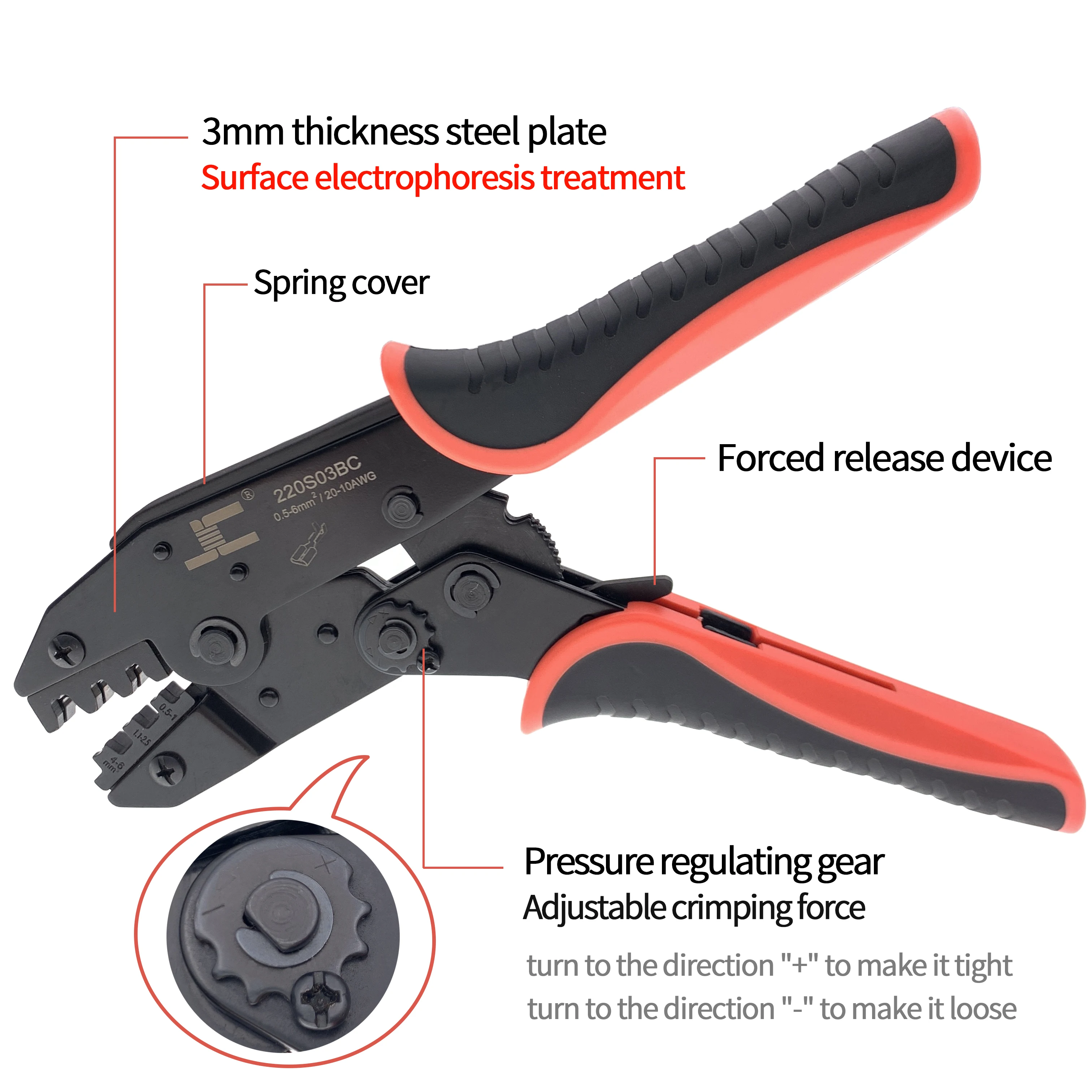 Non-insulated Flag Type Nylon Flag Type Open Spring Terminal Pliers, Cold Crimping Tools, Ratchet Crimping Tools