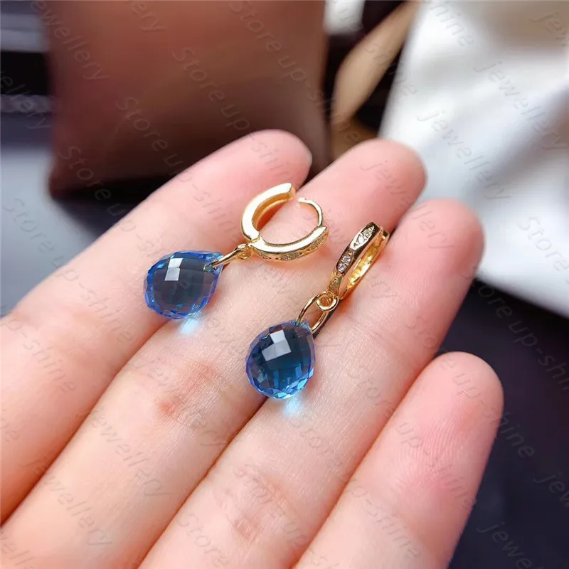 

Blue Topaz Earrings 925 Silver Women's Earrings Fashion Trend Elegant Atmosphere