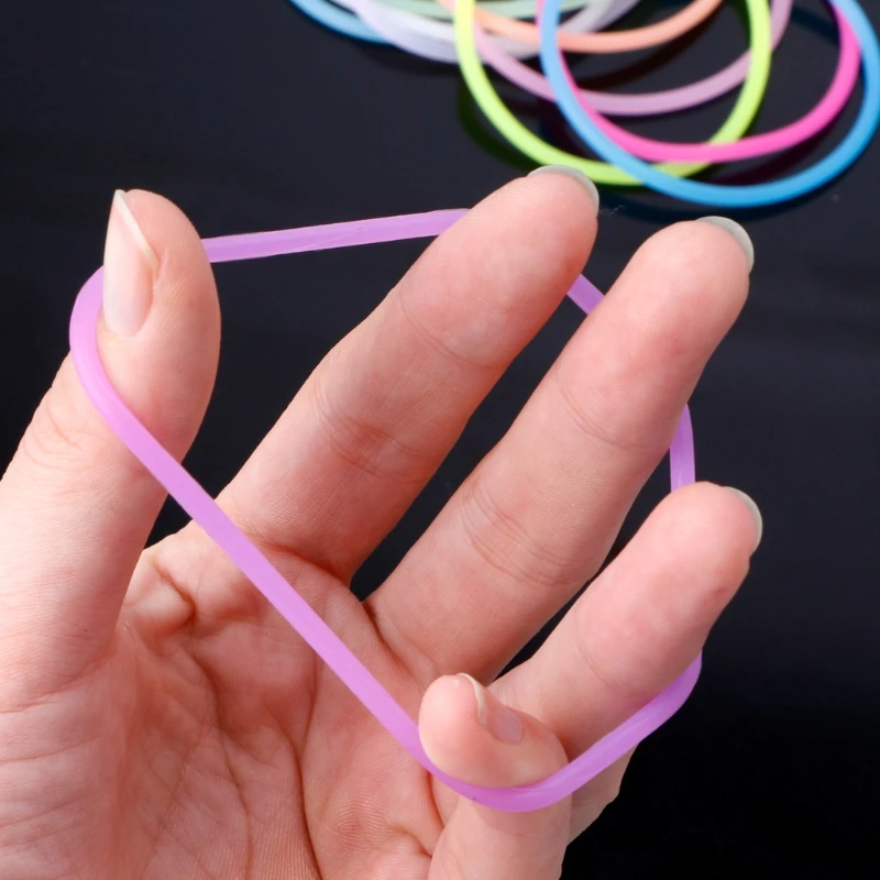 10PCS Night Luminous Bracelets Wristband Gummy Silicone DIY Rubber Hairbands