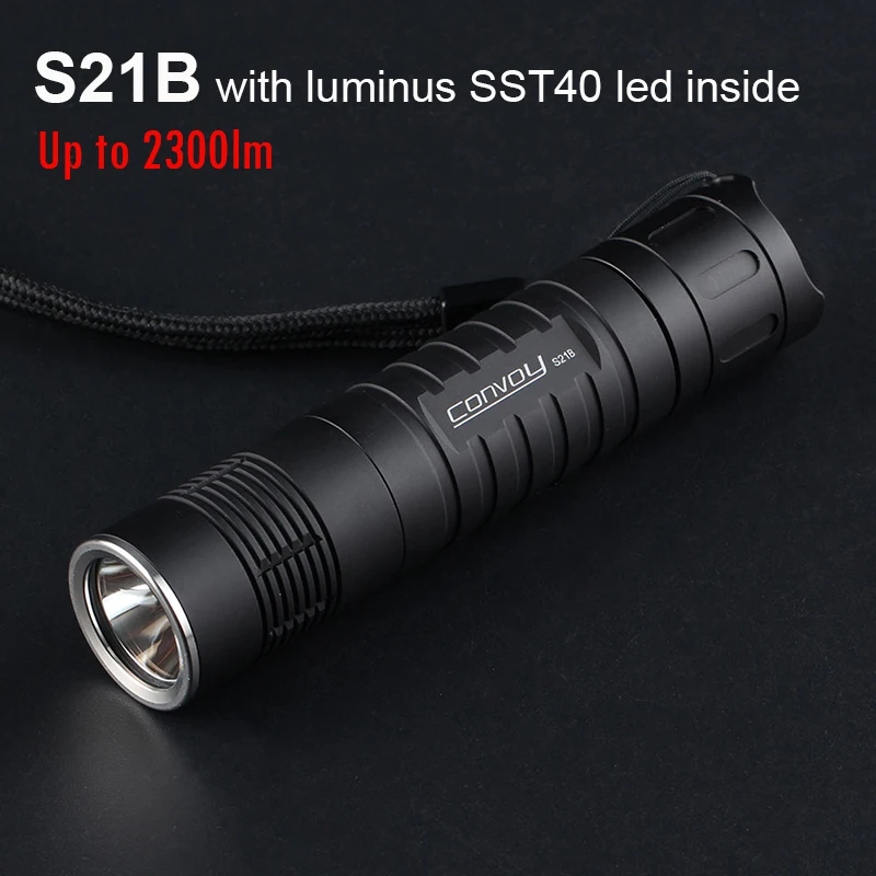 Convoy S21B with SST40 Led Inside Flashlight 21700 Torch Flash Light Tactical Lanterna Camping Fishing Latarka Work Lamp