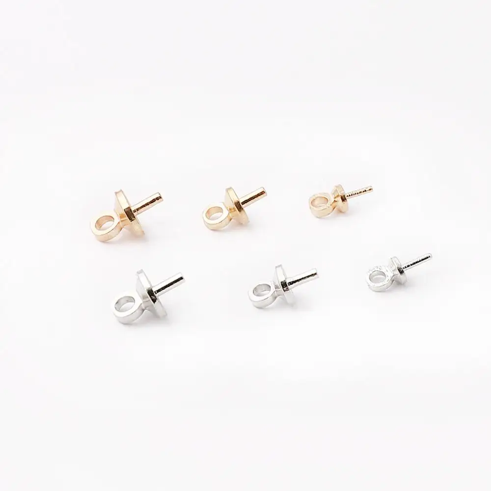 50pcs Gold Rhodium Eye Pin Pendant Charm Connector Bail Beads End Cap For Jewelry Making Earring Bracelet Hanging Accessories