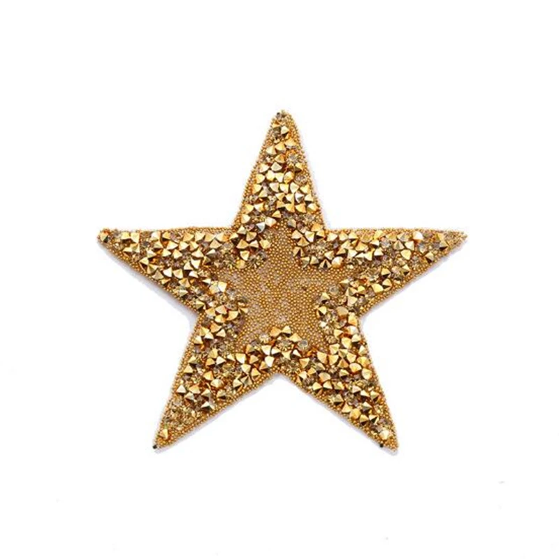 Crystal Rhinestone Star Patches DIY Motif Iron on Patches Applique For Heat Transfer Clothing Shoe Bag 8 cm