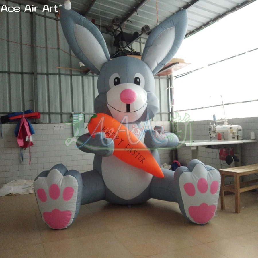 Outdoor Indoor Happy Easter Decoration Inflatable Rabbit, Easter Day Inflatable Toys Inflatable Easter Bunny Animal With Carrot