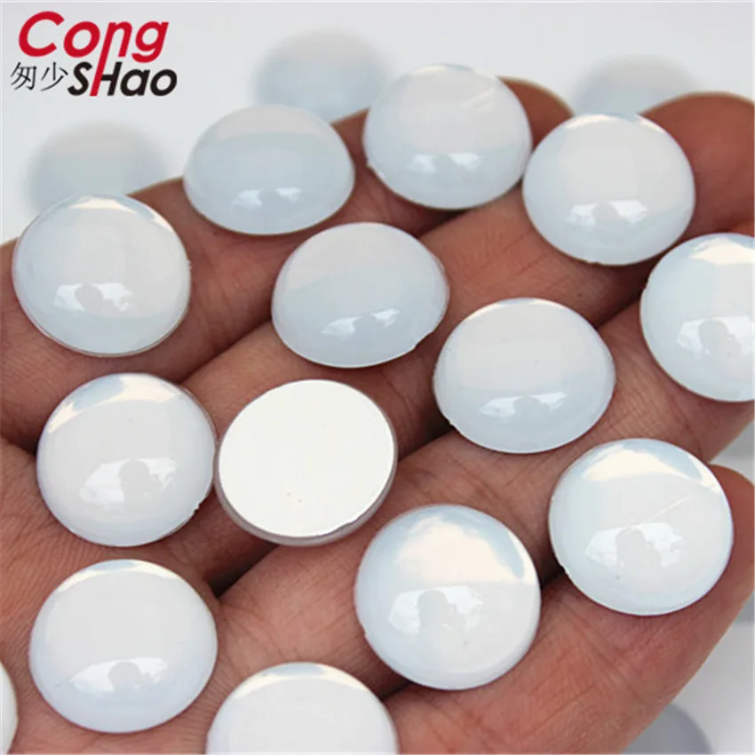 10mm 16mm 20mm Jelly white Round flatback Acrylic Rhinestone trim stones and crystals costume applique jewelry Accessories WC579