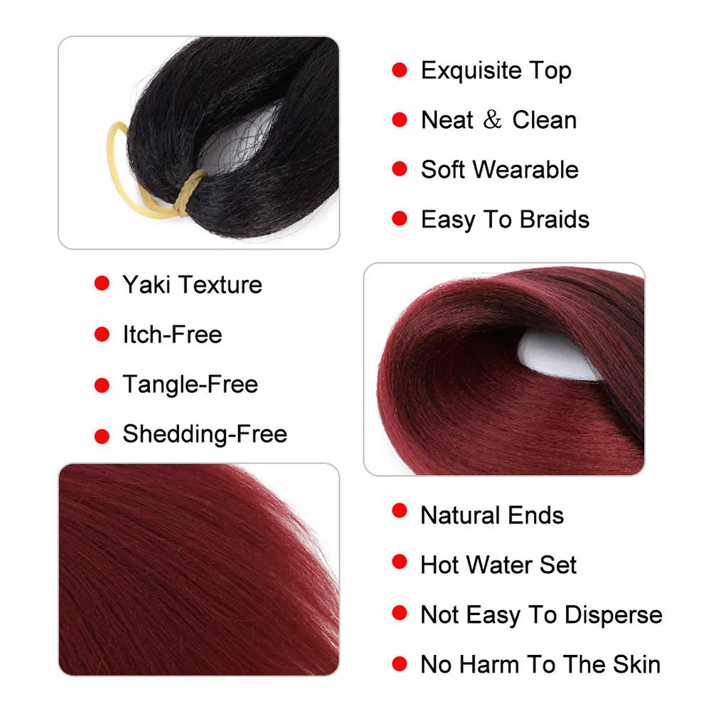 16/20/22/26/30/42 Zoll Flechthaare, vorgedehnt, lange Boho Knotless Braids, synthetische Box Braids, Yaki-Textur – Detail 7