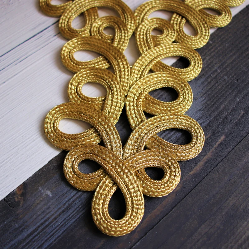 1 piece Handmade lace hand-woven ribbon golden Collar , military uniforms, dresses, dance clothes, decorative lace,CH8021