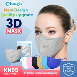 Elough Mascarillas kn95 FPP2 Mask FFP 2 Fish korea Masks FFP2Mask Adult 4 L ayers FFP2 KN95 Respirator KN 95 Mask Black