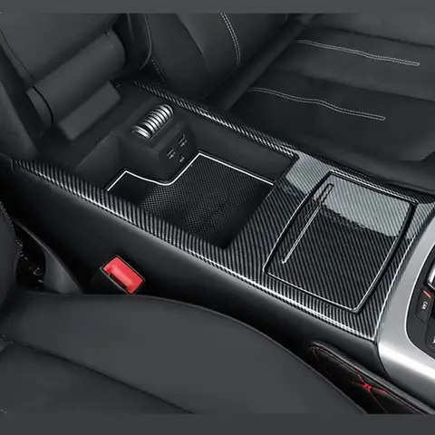 자동차 콘솔 팔걸이 상자 물컵 패널 커버, 탄소 섬유 컬러 트림, 아우디 A6 C7 A7 2012-18 용 인테리어 보관 상자 프레임 트림