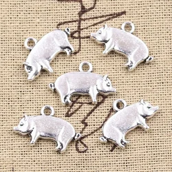 12pcs Charms Fat Pig Hog 12x19mm Antique Silver Color Plated Pendants Making DIY Handmade Tibetan Silver Color Finding Jewelry