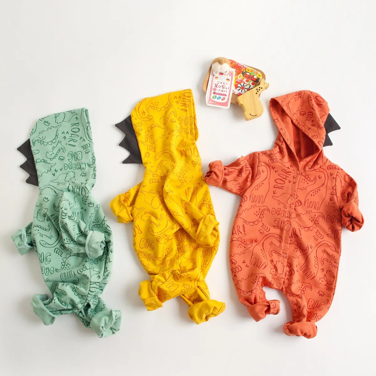 

0-3T Newborn Kid Baby Boys Girls Clothes Autumn Winter Warm Hooded Romper Dinosaur Cartoon Jumpsuit Cute Sweet Homewear Outfit