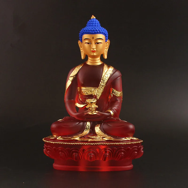 

21cm New Super Big Amitabha Buddha Statue,Red Resin Exquisite Sweeping Demon Figurines Home Putting Decoration