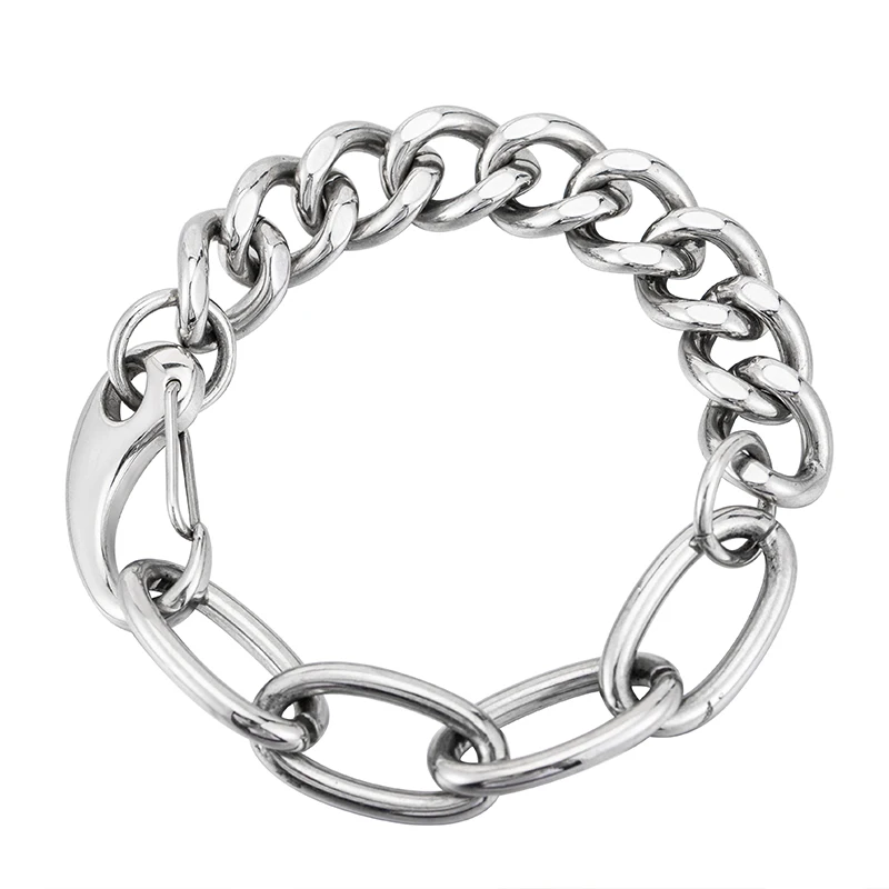 

Fashion Punk Chains Bracelets Cool Boy Hand Accessories Simple Stainless Steel Link Bracelet For Men And Women Jewelry Gift