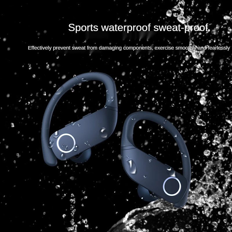 Bluetooth headset real wireless noise reduction waterproof digital display semi in ear TWS sports Earphones