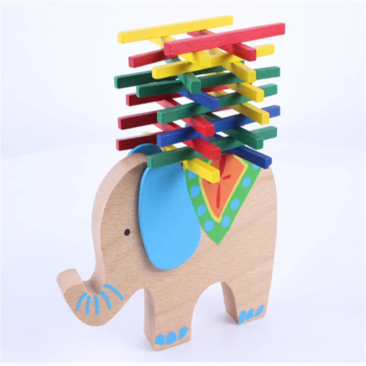 Cute Elephant Camel Balance Puzzle Toys Colorful Wooden Stacking Game Parent-child Interaction Funny Toys Gift for Kids