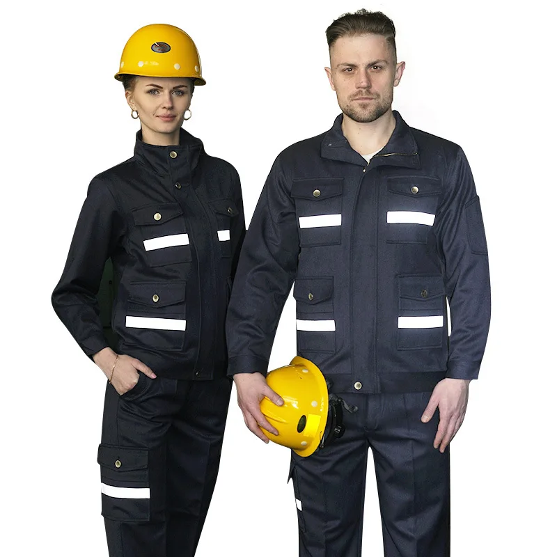 Hi Vis Safe Reflective Work Clothing Unisex Railway Gas Station Uniforms Breathable Durable Flame Retardant Fireproof Coverall