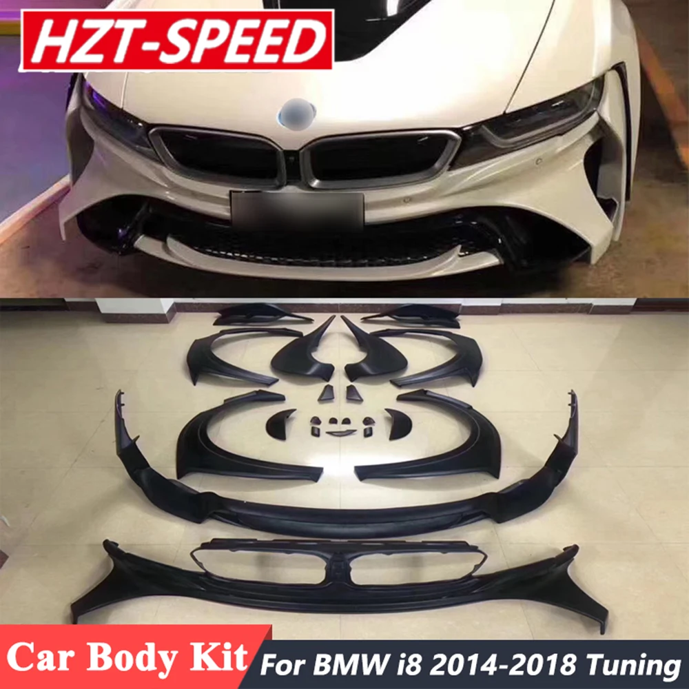 Wide Style FRP Car Body Kit Front and Rear Bumper Lip Side Skirts Protector For BMW i8 2014-2018 Modification