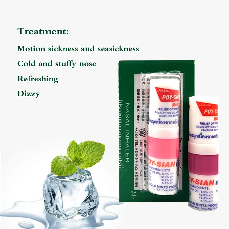 Thailand Herbal  Nasal Inhaler Stick Mint Cylinder Treament For Asthma  Nasal Congestion Headache Refreshing Aroma Stick Inhaler