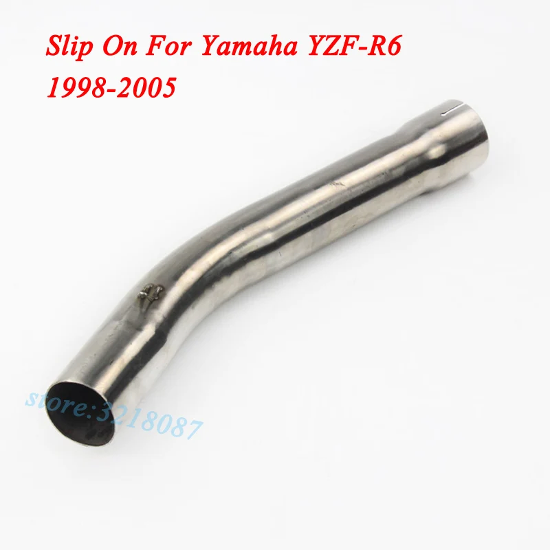 Motorcycle Exhaust Modified Connector Stainless Steel Middle Link Pipe Motorbike Muffler Slip-on For Yamaha R6 1998 - 2004 2005