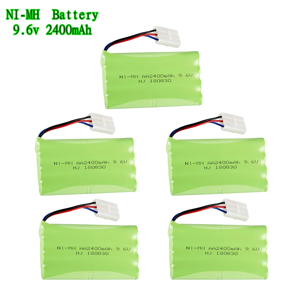 Batería NI-MH de 1-5 piezas, 9,6 v, 2400mah, coches de juguete para tanques de Rc, trenes, Robot, pistola, NIMH AA, 9,6 v, batería recargable, KET-3P, enchufe sólido