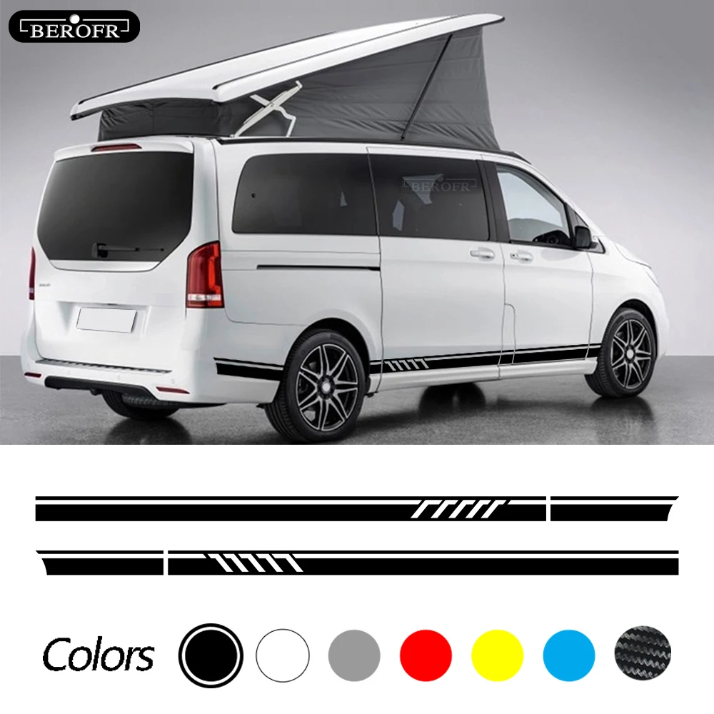 

2pcs Edition 1 for Mercedes Benz Vito V Class W447 AMG Car Styling Side Long Sticker Door Skirt Stripe Vinyl Big Decal Sport