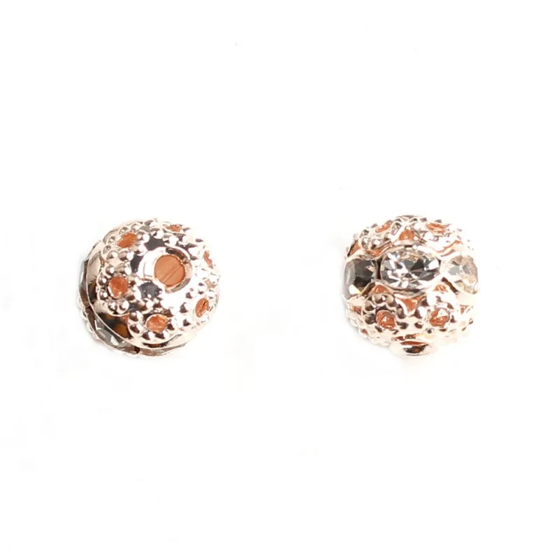 50/100pcs 6mm Metal Rose Gold Black Silver Plated Crystal Rhinestone Ball Spacer Loose Beads For Jewellery Making Diy Bracelet