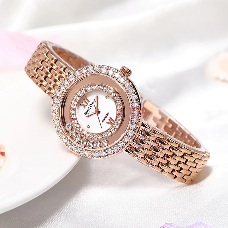 MIQIAO Quartz Watch Women 316 Steel Strap Rose Gold Color Waterproof Diamond-Studded Zircon Buckle Fashion Female Trend Girl