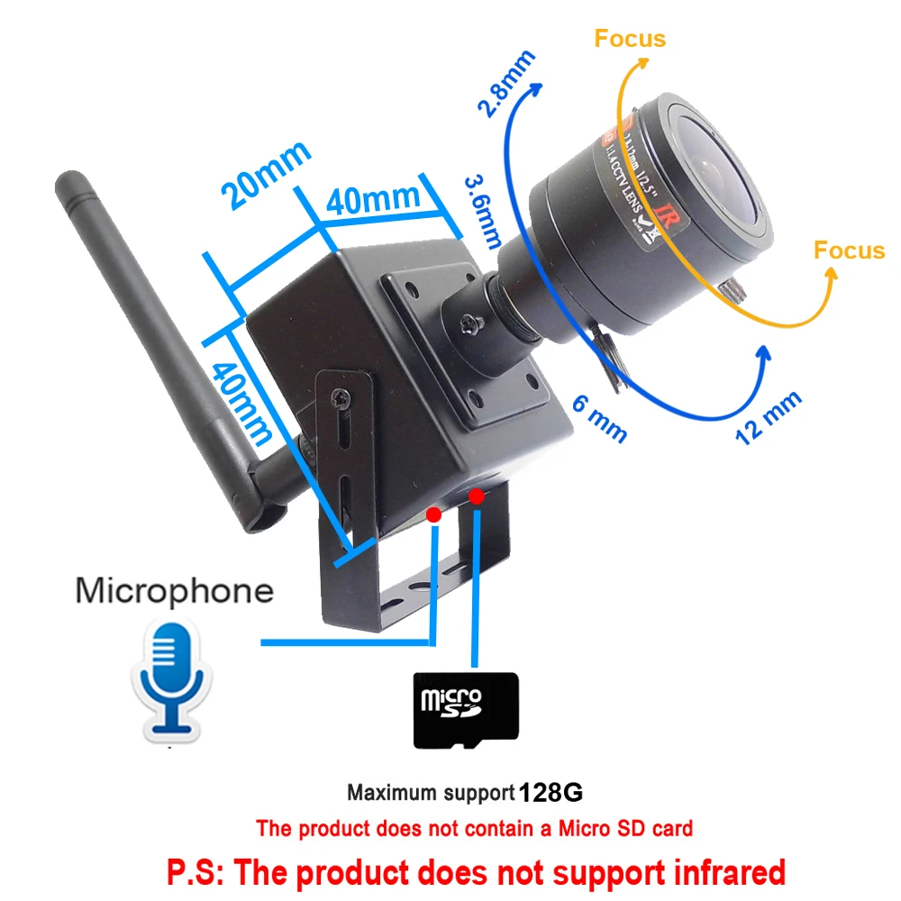 JIENUO 5MP Mini Ip Camera Wifi 128G Audio Full HD Cctv Security Surveillance 2.8mm-12mm Lens Wireless IPCam Onvif HD Home Camera