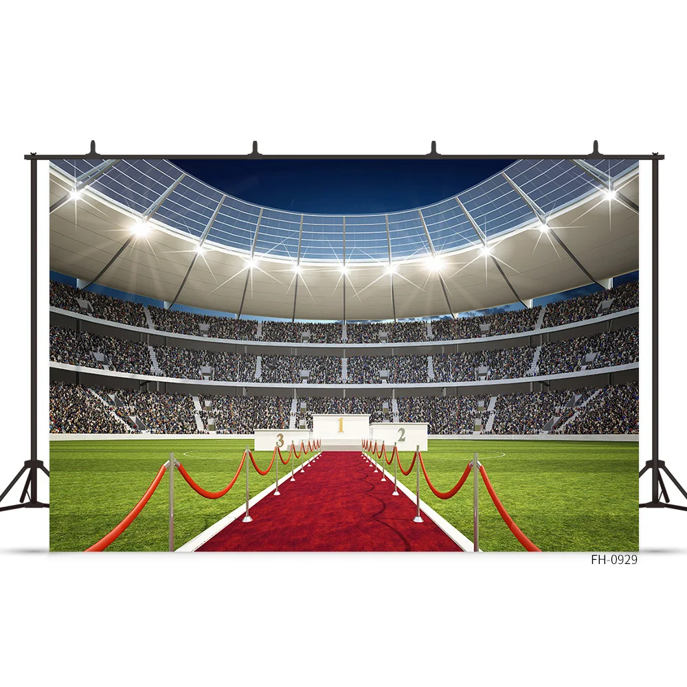 Stadium Champion Banner Backdrop Green Soccer Field Baby Boy Birthday Party Photography Background For Photo Studio Photophone