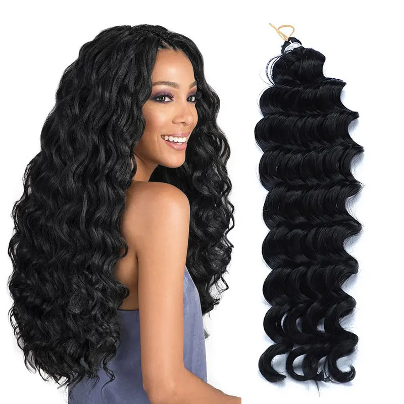 

Blice 22-24" 1PCS/Pack Natural Color Synthetic Hair Extensions Crochet Water Wave Bulk Braiding Hair Black 2stands/PCS