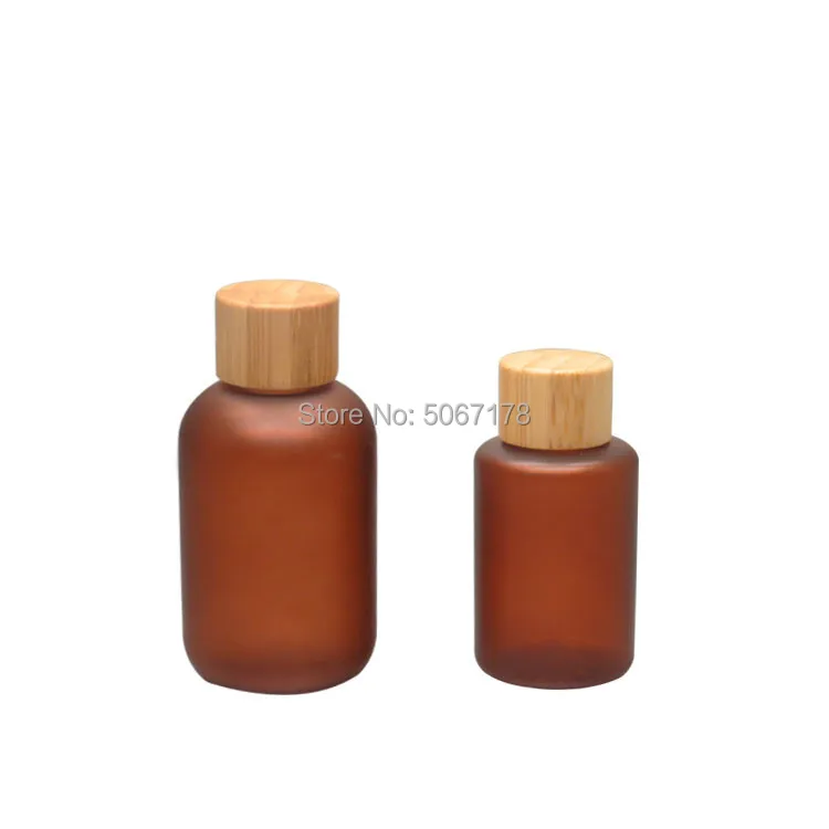 

10/30pcs 60/120ml Plastic Bottle With Bamboo Lid Empty Cosmetic Container Portable Travel PET Lotion Cream Refillable Bottle