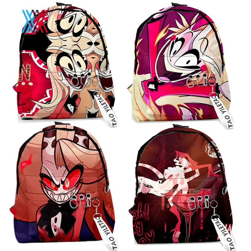 Anime Hazbin Backpack Bag Cosplay Hote Canvas Bag Alastor School Bags Girls Mochila Charlie Dust Vaddie Notebook Travel Bag