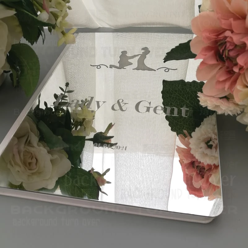 Wedding Guest Book  Personalized Signature Decor Custom Mirror Party White Names Date Engrave Carve Blank Favor Customized  G019