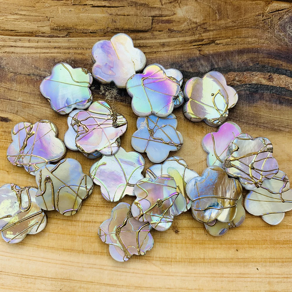 10PCS Natural Shell Flower Bead Charm Pendant Mother of Pearl Shell for DIY Necklace Bracelet Jewelry Finding Making Accessories