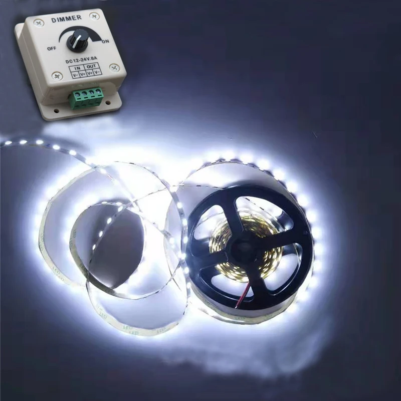 LED Dimmer Switch DC12V/24V 8A Adjustable Brightness LED Strip Driver Single Color Light Adjustable Brightness Controller