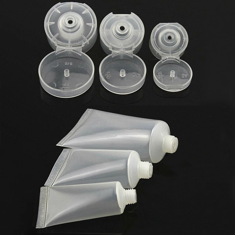5pcs 15/20/30/50/100 ml Empty Portable Cosmetic Tube Squeeze Facial Cream Container Flip cap Lotion Travel Bottle Pot Gel Box