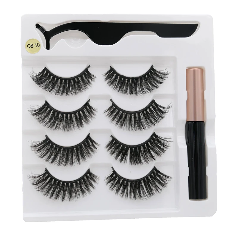 4 pairs of magnetic eyelashes natural soft magnet eyelashes natural magnetic eyeliner makeup mink eyelashes set tool